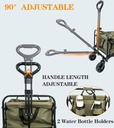 Folding Wagon, Portable with W Heels, 80kg, Beach Wagon, Wide, Big360 Wheels &, Outdoor, Beach, Camping, Shopping, pets