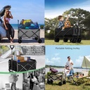 Folding Wagon, Portable with W Heels, 80kg, Beach Wagon, Wide, Big360 Wheels &, Outdoor, Beach, Camping, Shopping, pets