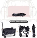 Folding Wagon, Portable with W Heels, 150kg, Beach Wagon, Wide, Big360 Wheels, Outdoor, Beach, Camping, Shopping, pets