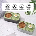 Automatic Flower Cat Water Fountain & Stainless Steel Food Bowl (Black & Green), 3L, Ultra Quiet water dispenser with smart pump.