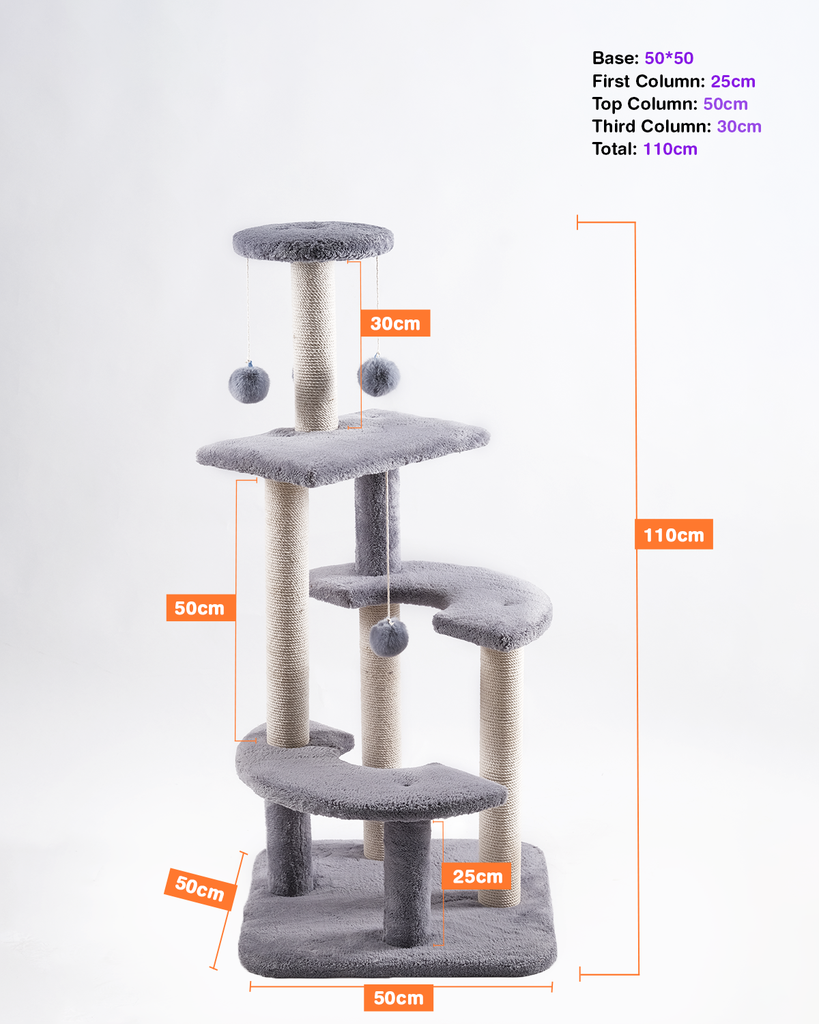 Cat House Multi-Level Tree Tower with Scratching Posts & Hanging Toys