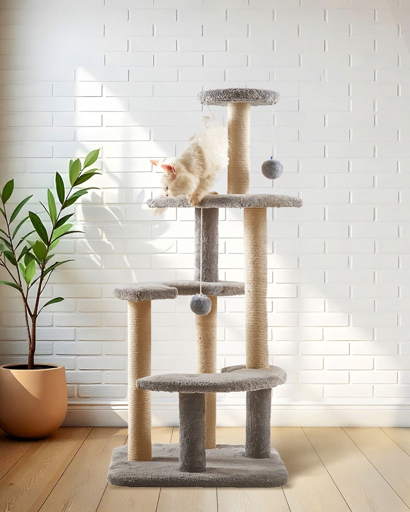Cat House Multi-Level Tree Tower with Scratching Posts & Hanging Toys