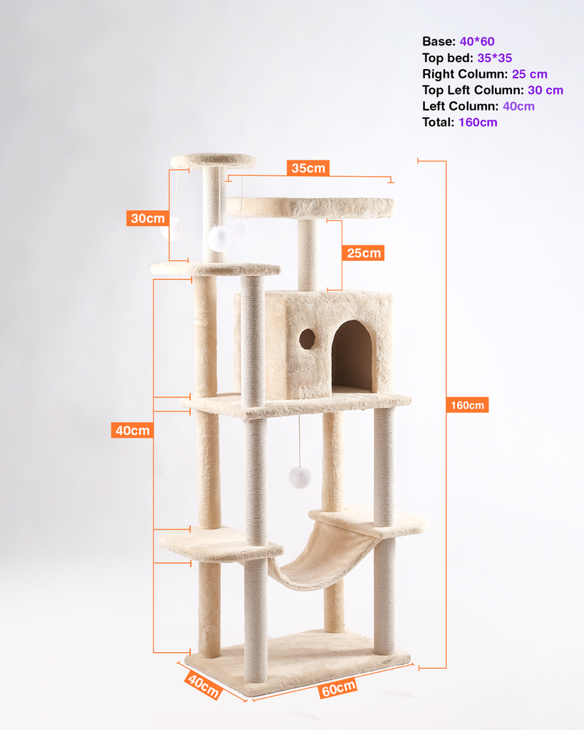 Cat House XL Multi-Level Tree Tower with Condo, Hammock, Scratching Posts & Toys