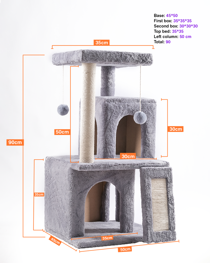 Cat House Compact Tree with Condo, Scratching Posts & Hanging Toy