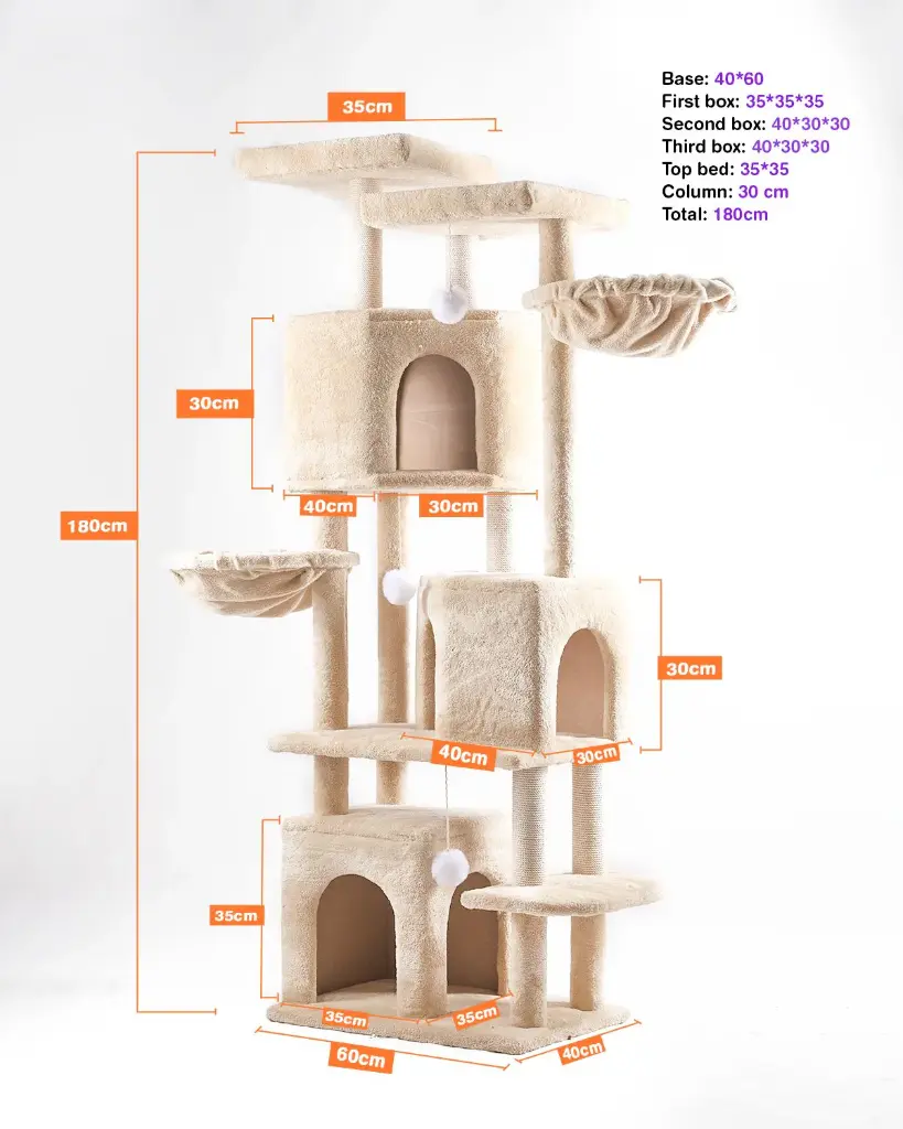 Cat House XL Multi-Level Tree Tower with Triple Condos, Hammocks & Scratching Posts
