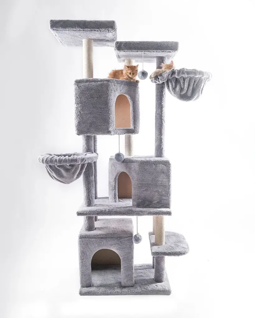 Cat House XL Multi-Level Tree Tower with Triple Condos, Hammocks & Scratching Posts