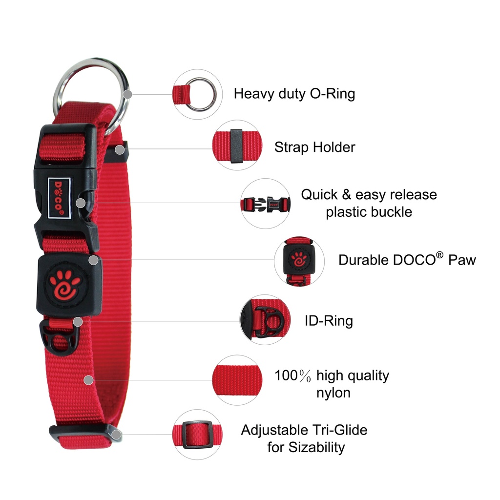 Doco Nylon O-Ring Collar XS (1.0cm x 21-30cm)