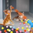 Interactive Cat Ball Launcher Toy Plastic Gun with 20 Pcs Colorful Soft Balls – Fun Exercise & Play for Cats and Kittens