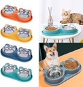 2 Stainless Steel Pet Bowls with Non-Slip Safety Base – Food & Water Feeder for Cats and Dogs (38×20×5 cm)