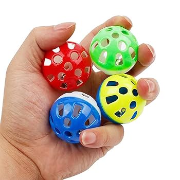 Plastic Balls with Bells Pet Toy (4 balls)