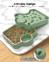 2-in-1 Slow Feeder Dog Bowl with Water Dish – Non-Slip Puzzle Food Bowl for Dogs & Cats - Green