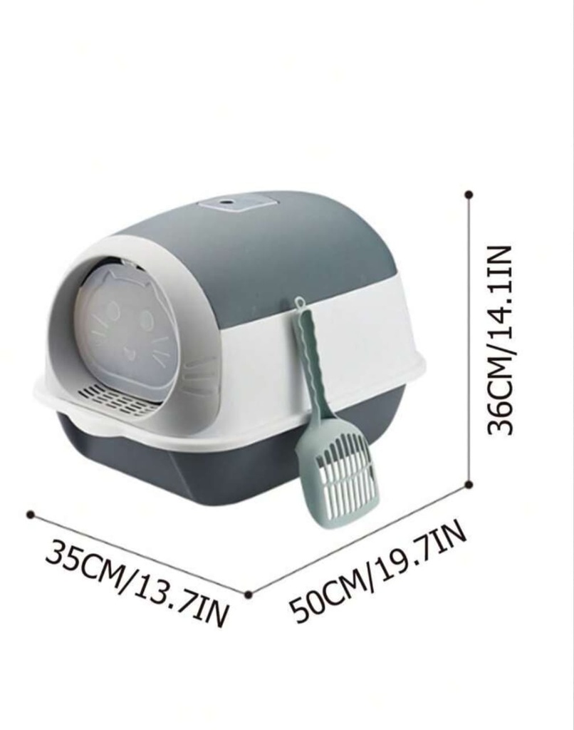 Closed Cat Litter Box with Folding Design & Scoop – Large Covered Toilet with Drawer Tray