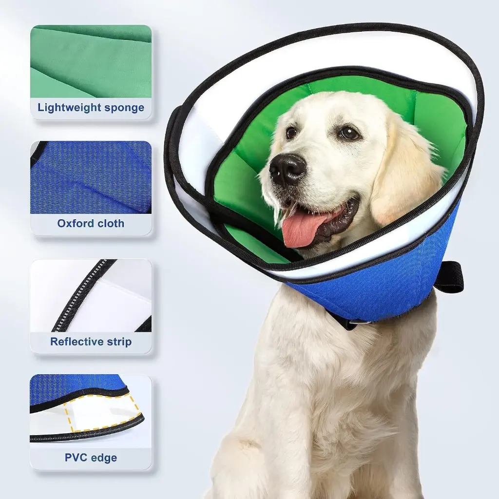 INKZOO Dog Cone Collar After Surgery Soft Pet Recovery Collar for Large Dogs - Size L