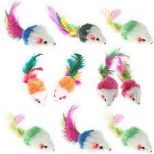 Colorful Cat Toy Mice with Feathers – Interactive Chase & Play Toys for Cats