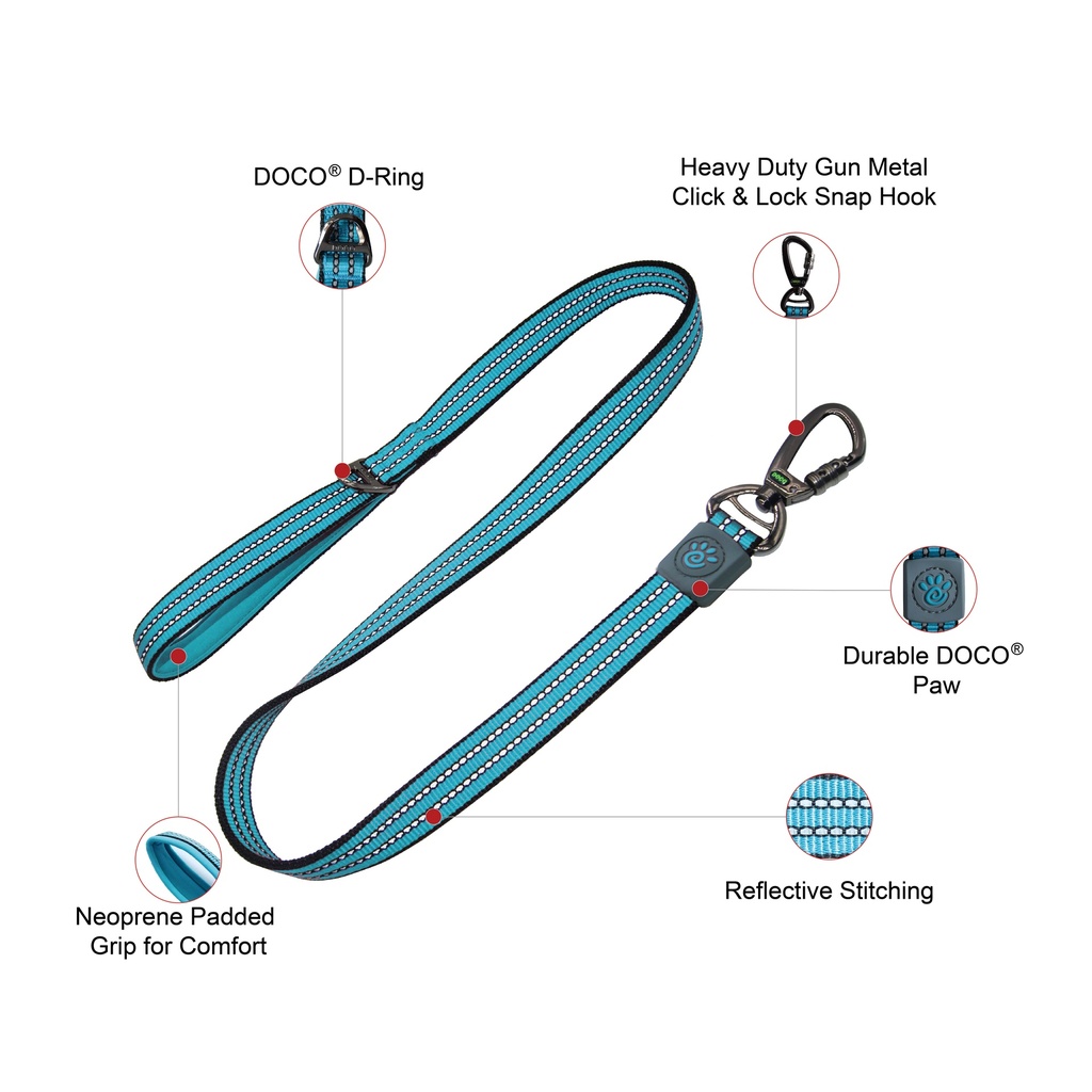 DOCO VARIO Nylon Dog Leash with Reflective Thread Medium (2.0 X 120cm)