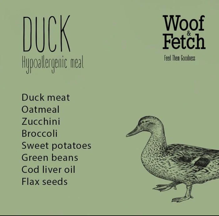 Woof & Fetch Frozen Duck Meal 500 G