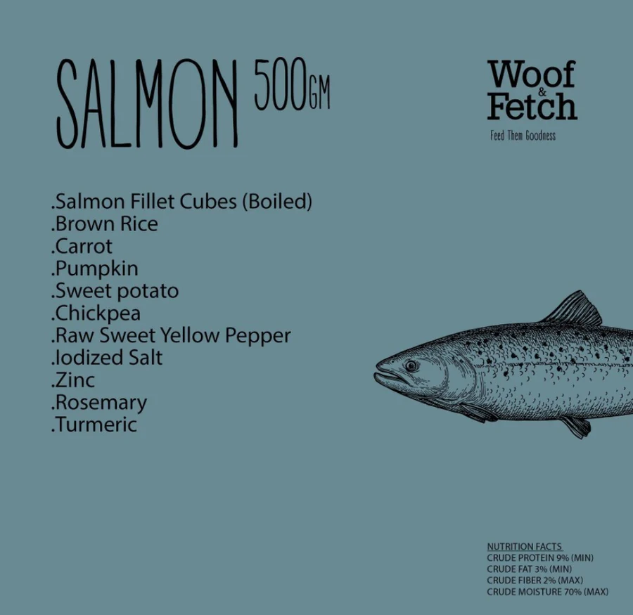 Woof & Fetch Frozen Salmon Meal 500 G