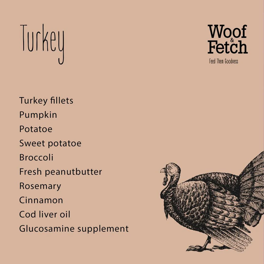 Woof & Fetch Frozen Turkey Meal 500 G