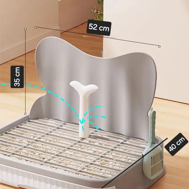 Indoor Small Dog Litter Box with Removable Pole & Mesh Tray – Puppy Training Pad Holder for Clean & Dry Paws 