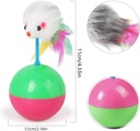 Interactive Cat Toy - Feather Rotating Ball for Training, Teasing, Chasing, and Playing - Plastic Balance Ball