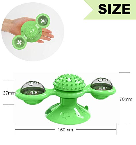 Windmill Rotating Cat Toy with 2 Catnip Balls & Suction Cup – Interactive Spinning Toy & Massager for Indoor Cats