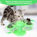 Windmill Rotating Cat Toy with 2 Catnip Balls & Suction Cup – Interactive Spinning Toy & Massager for Indoor Cats