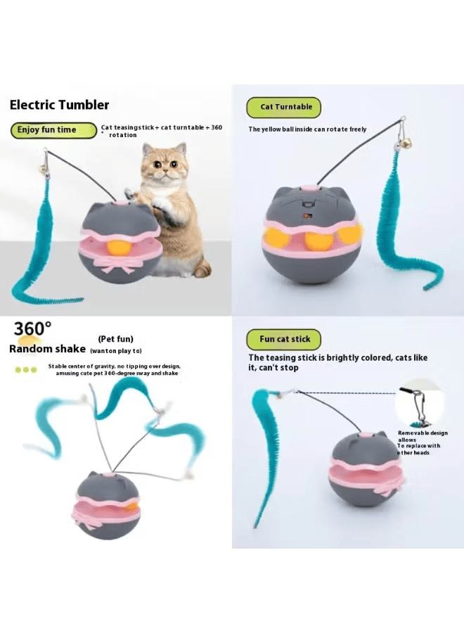 Interactive Cat Toy with Colorful Feather & Bell – Tumbler Balance Design for Indoor Play & Exercise