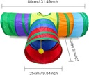 3-Way Cat Tunnel Toy – Foldable Rainbow Play Tube with Crinkle Sounds & Ball Toy for Cats, Kittens & Small Pets