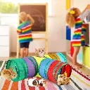 3-Way Cat Tunnel Toy – Foldable Rainbow Play Tube with Crinkle Sounds & Ball Toy for Cats, Kittens & Small Pets