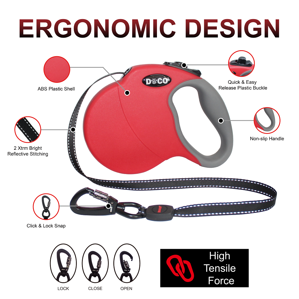  Doco All Day Adventure Retractable Dog Leash Medium