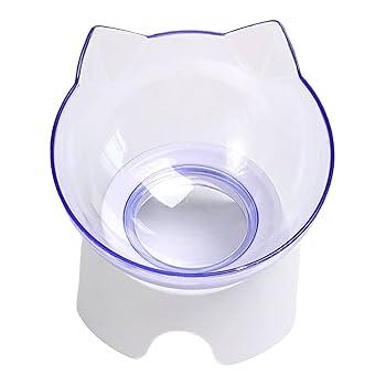 Cat Ear Transparent Bowl Orthopedic Anti-Vomiting Cat Feeder – Single Raised Tilted Bowl | Non-Slip BPA-Free Food & Water Bowl