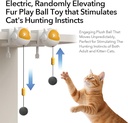 Automatic Interactive Cat Toy with Fluffy Ball – Rising & Falling Motion Teaser for Indoor Cats | Battery Operated, No-Drill Installation