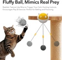 Automatic Interactive Cat Toy with Fluffy Ball – Rising & Falling Motion Teaser for Indoor Cats | Battery Operated, No-Drill Installation