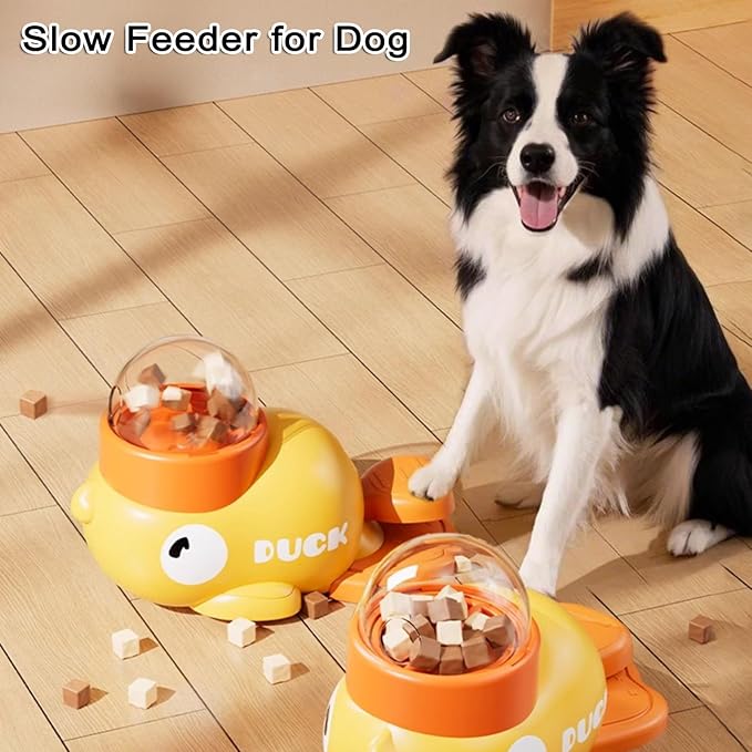 Interactive Duck-Shaped Dog Treat Dispenser & Puzzle Feeder – Slow Feeding Toy for Dogs & Cats | Press-to-Dispense Design for Smart & Healthy Eating