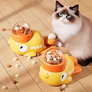 Interactive Duck-Shaped Dog Treat Dispenser & Puzzle Feeder – Slow Feeding Toy for Dogs & Cats | Press-to-Dispense Design for Smart & Healthy Eating