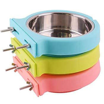 Pet Cage Food & Water Bowl – Stainless Steel Clip-On Feeder for Dogs & Cats | No-Spill, Easy to Clean, and Secure for Travel or Crates