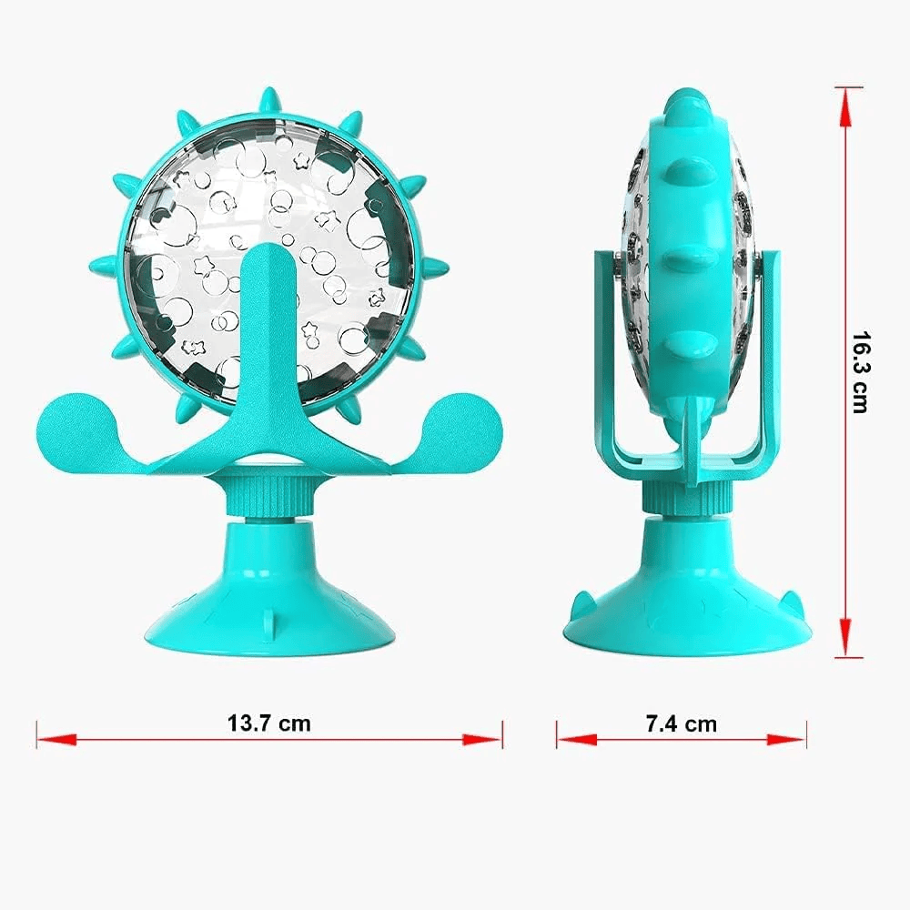 Interactive Pet Treat Wheel Toy – 360° Spinning Windmill Feeder with Suction Base | Fun, Stress-Relief & Exercise Toy for Dogs and Cats