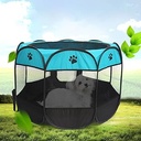 Foldable Pet Playpen – Portable Oxford Cloth Pet Tent for Dogs, Cats & Puppies | Breathable Mesh, Zipper Top & Easy Carry Design (74×74×43 cm) - Turquoise