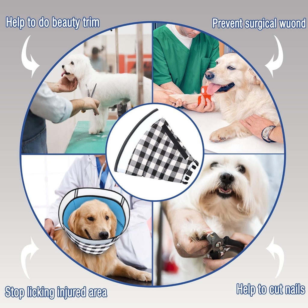 INKZOO Soft Dog Cone Collar After Surgery – Adjustable Pet Recovery Collar for Large Dogs, Anti-Lick & Wound Protection - Size Large