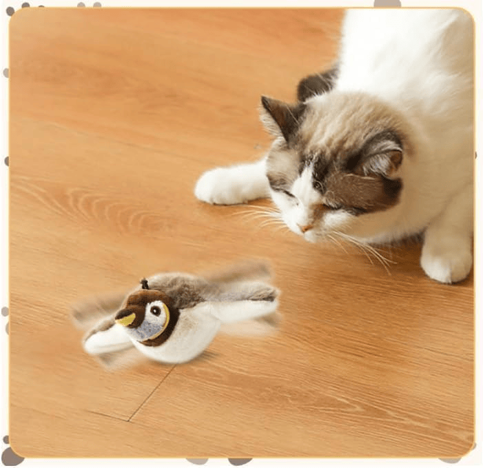 Interactive Flapping Bird Toy for Cats – Rechargeable Cat Toy with Real Bird Sounds, Motion Wings & Catnip Pouch | USB Charging