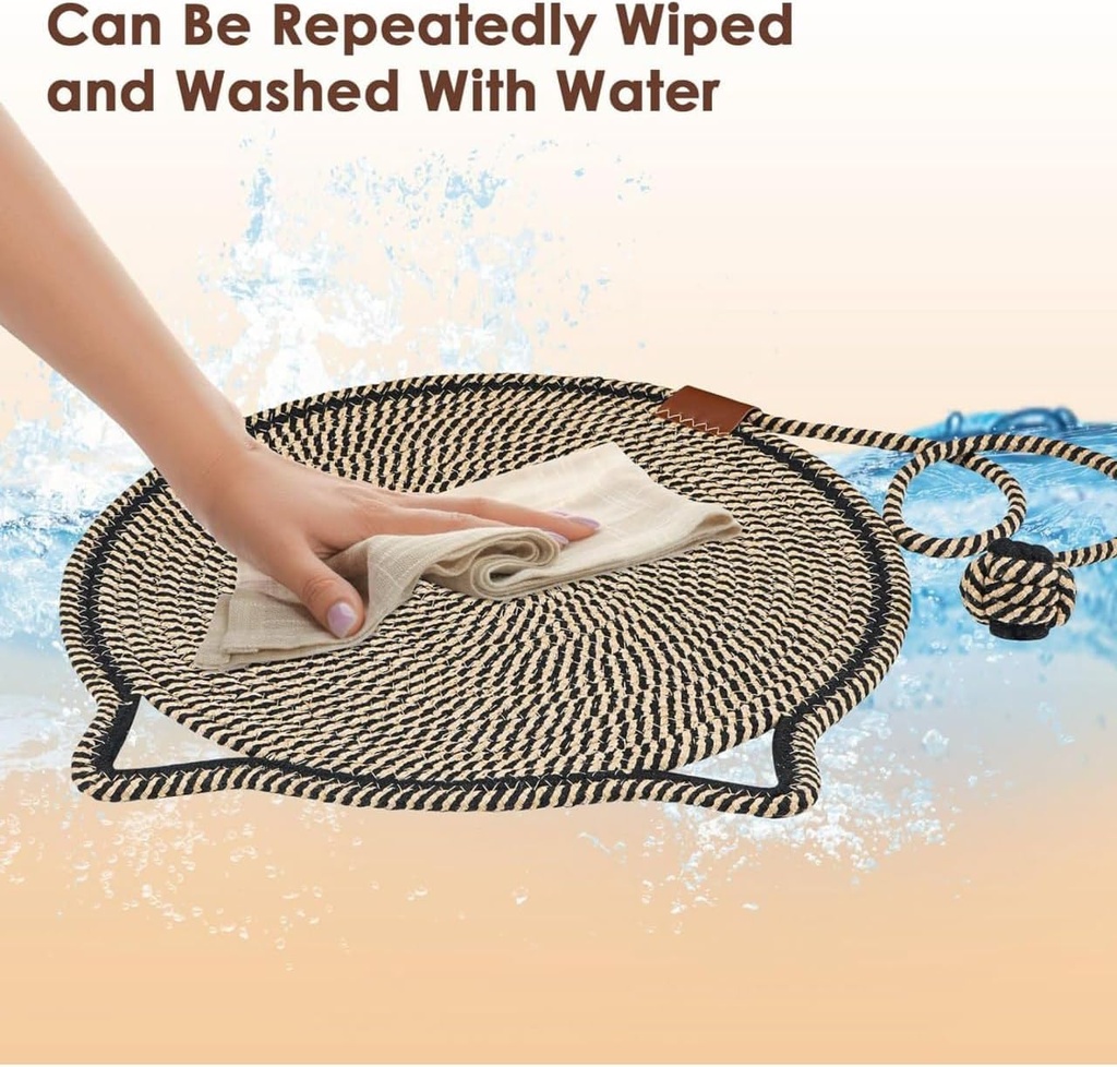 Cat Face Scratching Mat with Hanging Toy Ball – 2-in-1 Wall & Floor Scratch Pad | Cotton Rope Cat Scratcher & Bed for Healthy Claws