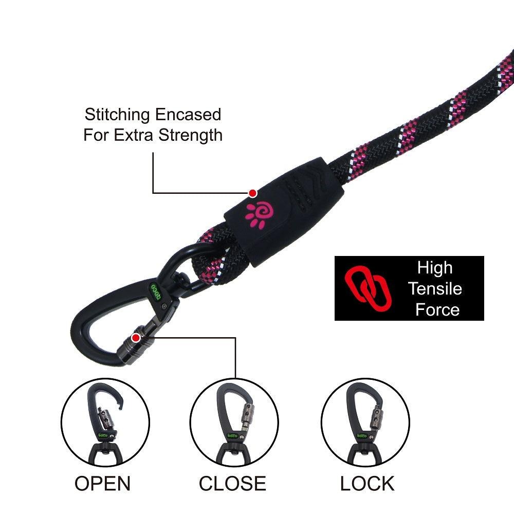 Doco Reflective Rope Leash Lock Snap Small (8mm x 150cm)