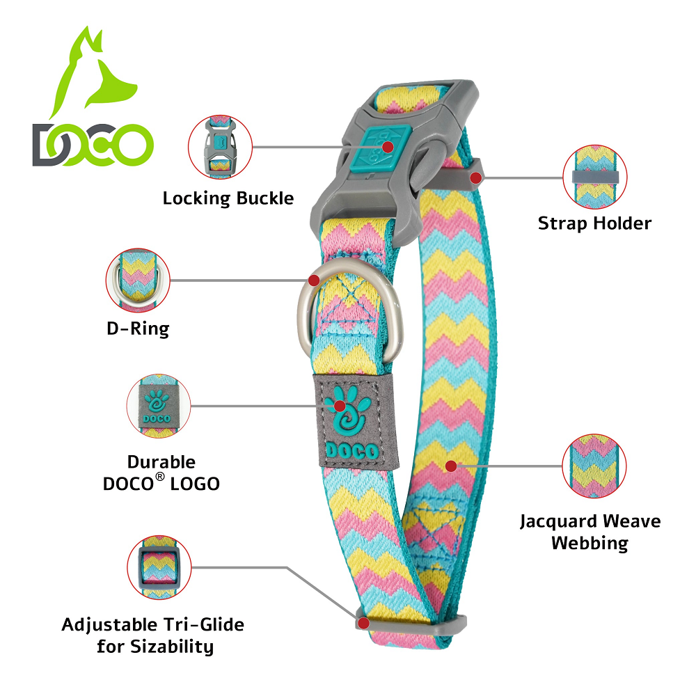 Doco Jacquard Weave Dog Collar Medium (2.5 x 34-51cm)