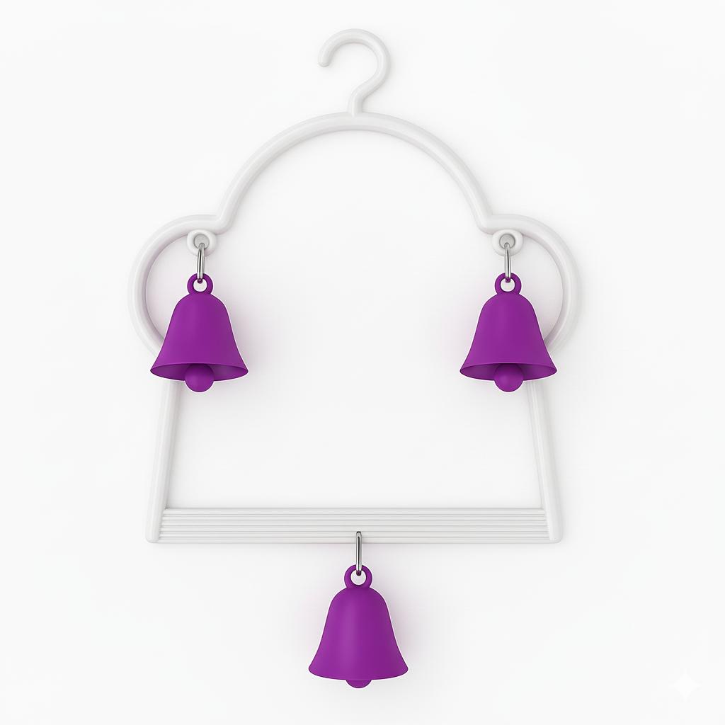 Plastic Bird Cage Swing with Bells – Interactive Hanging Toy for Small Parrots, Budgies & Small Birds (15x13 cm)