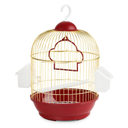 Golden & Dark Red Bird Cage with Door – Durable Metal, Feeder & Perch Included