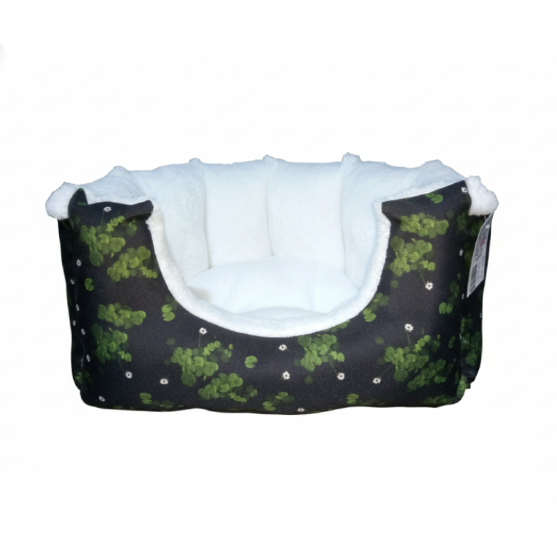 Petmoda Bones Bed Black and Green / White Fur 65*56 cm