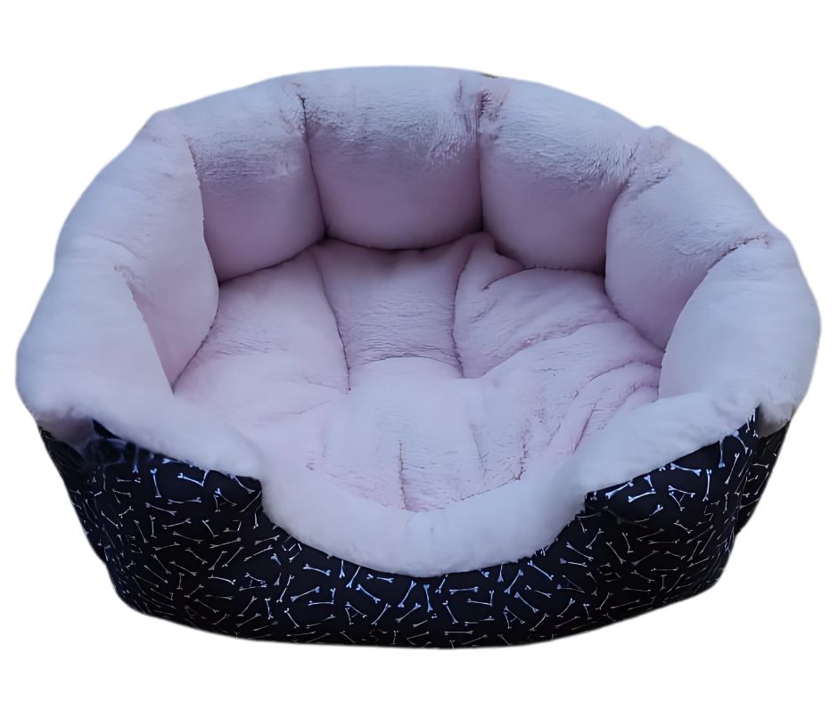 Petmoda Bones Bed Black/Pink Fur 65*50 cm