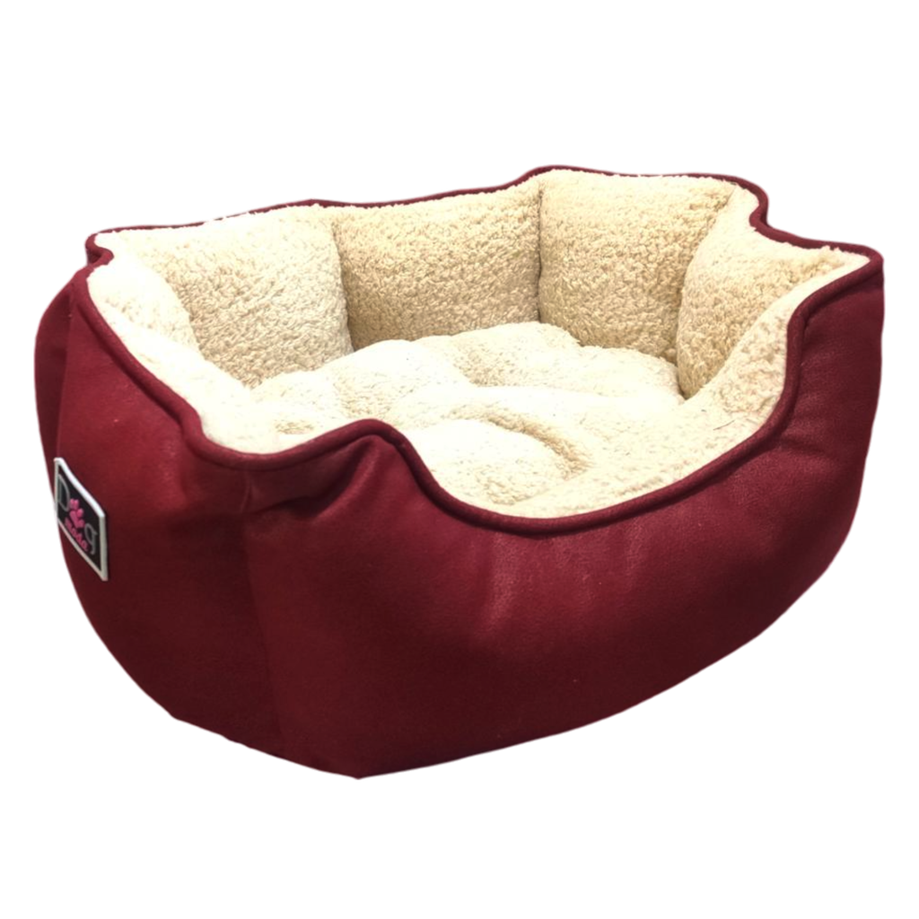 Petmoda Leather/Fur Cozy Bed 55*45 cm - Red
