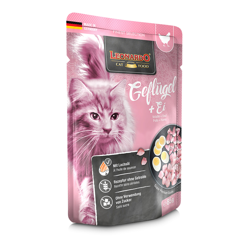 Leonardo Poultry + Egg Adult Cat Wet Food Pouch 85g