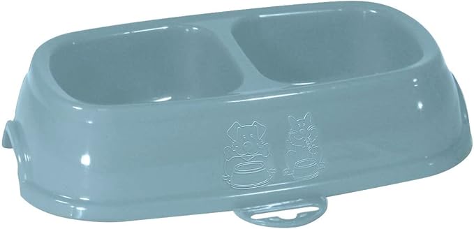 Stefanplast Plastic Bowl With Double Compartment & Anti-slip Tabs - Greyish Blue